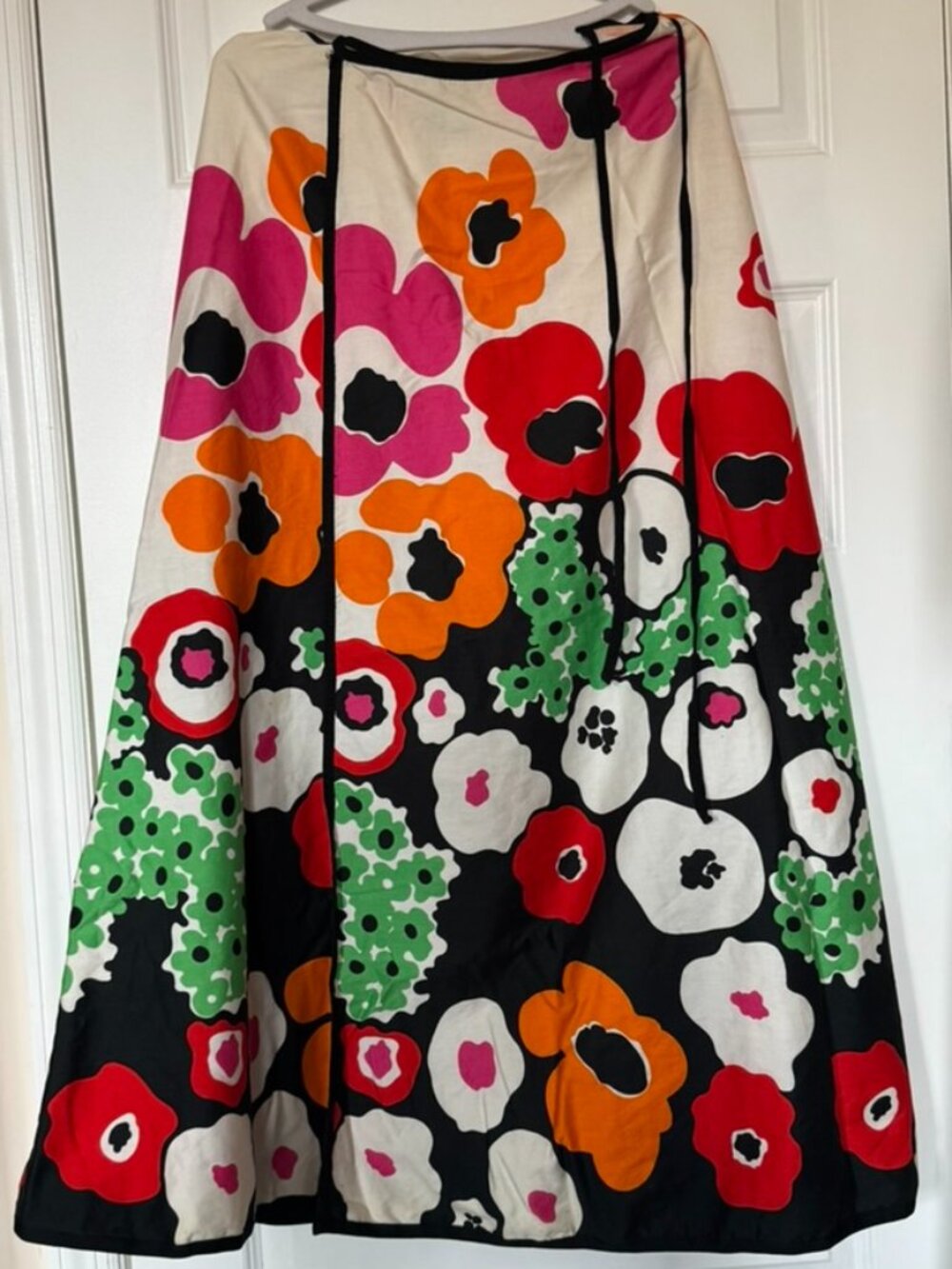 Marimekko Vintage 1960s Unikko Fabric Handmade Wrap Skirt Poppy Print